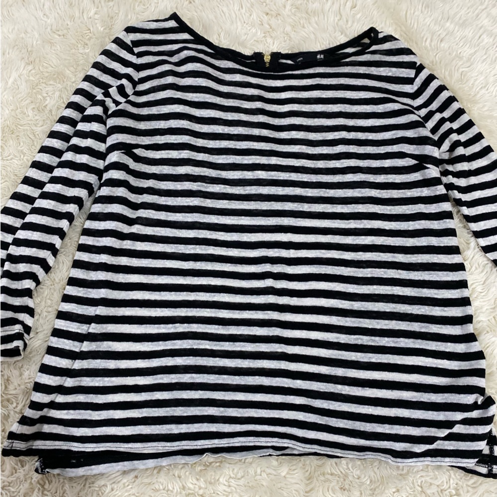 H&M striped linen top like new!